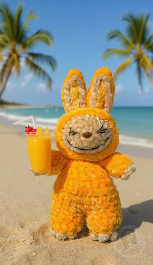 Crochet Orange Labubu