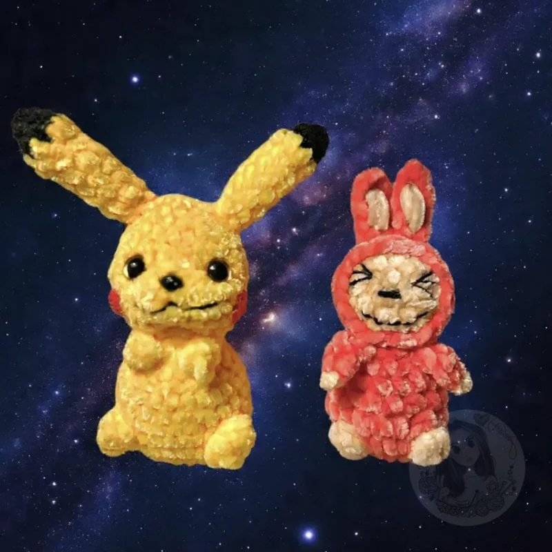 Crochet Pikachu & Labubu