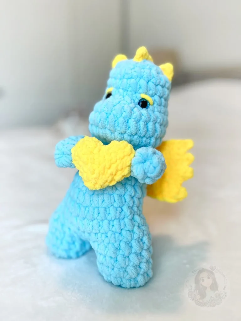 Crochet Blue Dragon with Heart