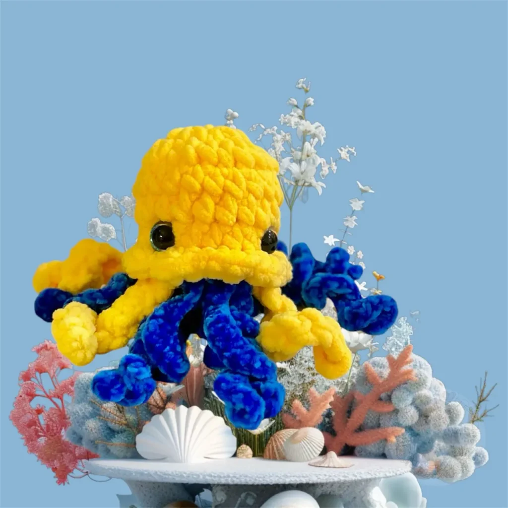 Crochet Yellow & Blue Octopus
