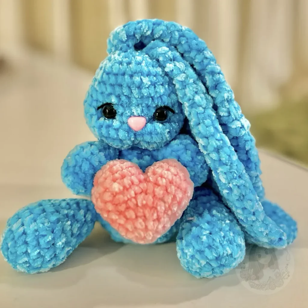 Crochet Blue Bunny with Heart