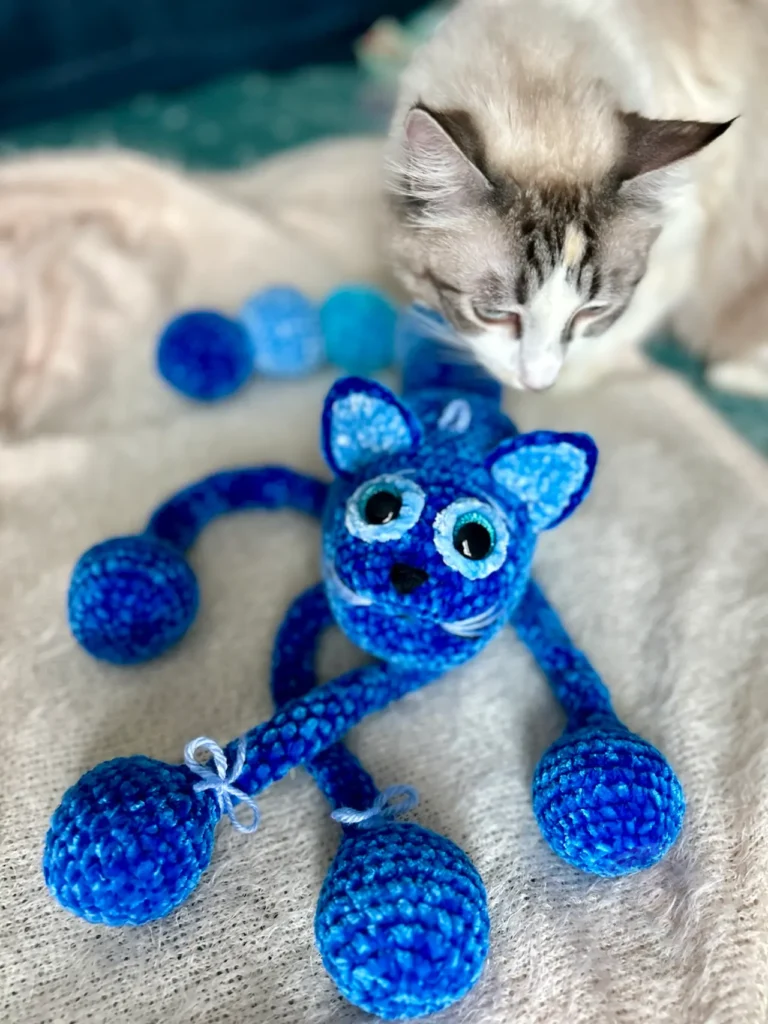 Crochet Blue Striped Cat
