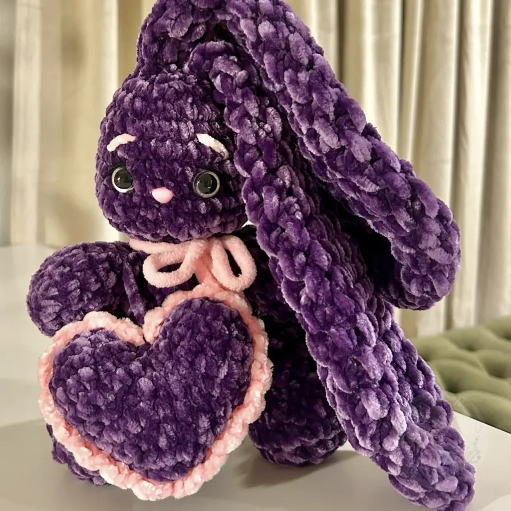 Crochet Lilac Bunny with Heart